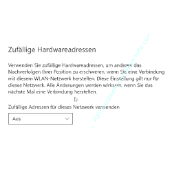 Einstellungsbereich Zufällige Hardwareadressen im Netzwerkkonfigurationsmenü 