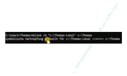 Windows 10 Tutorial - Über symbolische Links auf lokale Ordner und Freigaben im Netzwerk zugreifen - Erfolgsmeldung nach der Einrichtung eines symbolischen Link mit mklink 