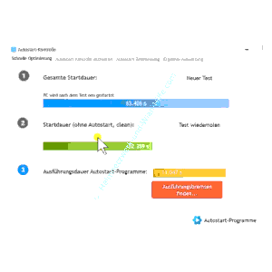 Analyseergebnisse des Startprozesses nach reiner Systemstartzeit und mit bzw. ohne Autostartprogrammen
