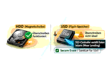 Es gibt Unterschiede beim Löschen von HDD oder SSD