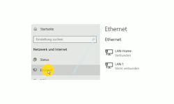 Windows 10 Netzwerk Tutorial - Überblick über deine Netzwerkkonfiguration in den neuen Netzwerkkonfigurationsmenüs! - Ethernetverbindungen über den Netzwerkkonfigurationsmenüpunkt Ethernet anzeigen 