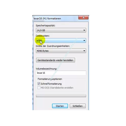 Datenträger von FAT32 in NTFS formatieren