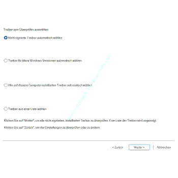 Festlegen, welche Treiber überprüft werden sollen