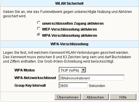 WLAN WPA / WEP-Verschlüsselung auf dem WLAN-Router in deinem Heimnetzwerk