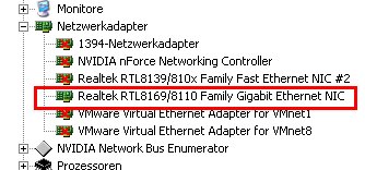 Eine Netzwerkkarte installieren! Treiber-Kontrolle im im Gerätemanager
