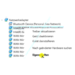 Im Geräte-Manager die Eigenschaften des Netzwerkadapters aufrufen