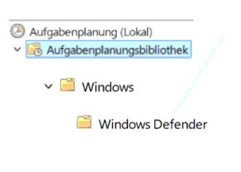 In der Aufgabenplanungsbibliothek zum Windows Defender navigieren