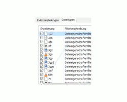 Windows 10 Tutorial - Suche über die Konfiguration der Indizierungsoptionen beschleunigen! - Das Register Dateitypen in den erweiterten Optionen des Windows 10 Suchindex 