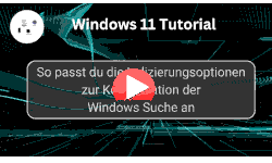 So passt du die Indizierungsoptionen zur Konfiguration der Windows 11 Suche an - Youtube Video Windows 11 Tutorial
