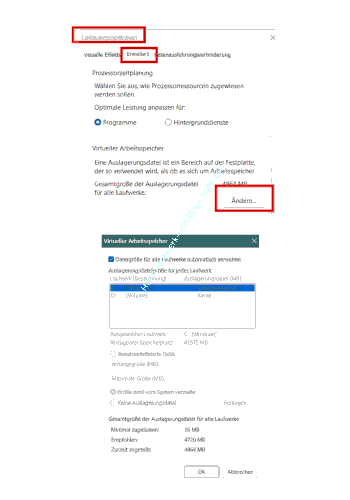 Informationen über den virtuellen Arbeitsspeicher pagefile.sys anzeigen