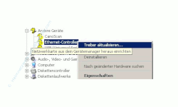 Netzwerk-Tutorial: Windows Gerätemanager - Netzwerkkarte installieren und Netzwerkkarteninstallation prüfen - Geräte-Manager - Rubrik Andere Geräte Kontextmenü Auswahl von Treiber aktualisieren