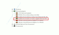 Netzwerk-Tutorial: Windows Gerätemanager - Netzwerkkarte installieren und Netzwerkkarteninstallation prüfen - Geräte-Manager - Rubrik Netzwerkadapter aufgeklappt