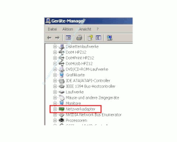 Netzwerk-Tutorial: Windows Gerätemanager - Netzwerkkarte installieren und Netzwerkkarteninstallation prüfen - Geräte-Manager - Rubrik Netzwerkadapter geschlossen