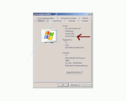 Installiertes Service Pack unter Windows anzeigen lassen! System - Register Allgemein - Anzeige des installierten Service Packs