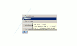Netzwerkanleitung IP-Adresse finden und anzeigen lassen - Symbol der Netzwerkverbindung in der Taskleiste - Kontextmenü Menüpunkt Status