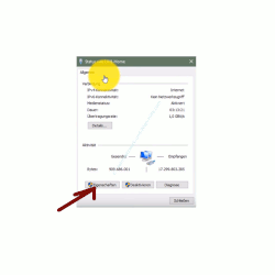 Button Eigenschaften des Statusfenster der Netzwerkverbindung