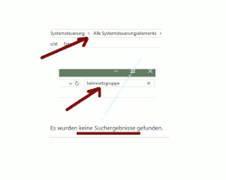 Suchergebnis nach Heimnetzgruppe in der Windows 10 Systemsteuerung