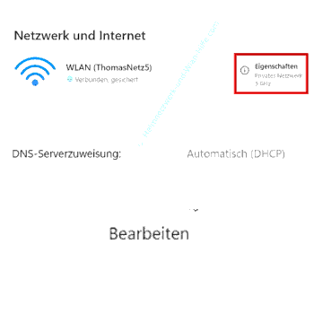 Konfigurationsbereich für manuelle DNS-Einstellungen aufrufen