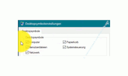 Windows 10 Tutorial - Die Anzeige der Symbole Computer, Benutzer, Netzwerk, Papierkorb und Systemsteuerung auf dem Desktop aktivieren oder deaktivieren! - Konfigurationsfenster Desktopsymboleinstellungen zum Aktivieren oder Deaktivieren der Desktopsymbole Computer, Benutzerdaten, Netzwerk, Papierkorb und Systemsteuerung 