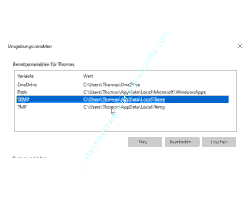 Windows 10 Tutorial: Konfigurationsfenster für die Bearbeitung der Umgebungsvariablen