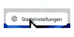 Über das Kontextmenü Starteinstellungen auf die Konfiguration der Schnellzugriffssymbole zugreifen