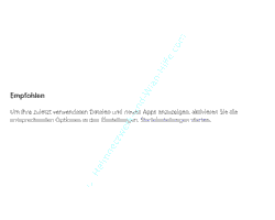 Leere Anzeigefläche für die zuletzt verwendeten Dokumente und Anwendungen