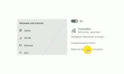 Windows 10 Netzwerk Tutorial - Probleme bei der Einwahl in ein Wlan-Netzwerk lösen! – Der Link Bekannte Netzwerke verwalten im Konfigurationsfenster Netzwerk und Internet