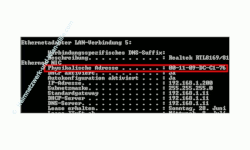 Netzwerk-Tutorial: MAC-Adresse der Netzwerkkarte herausfinden - Cmd - MAC-Adresse