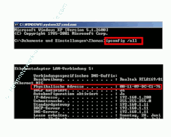 Heimnetzwerk Anleitungen: Datenübertragung in einem Ethernet Netzwerk - MAC Adresse per ipconfig anzeigen lassen