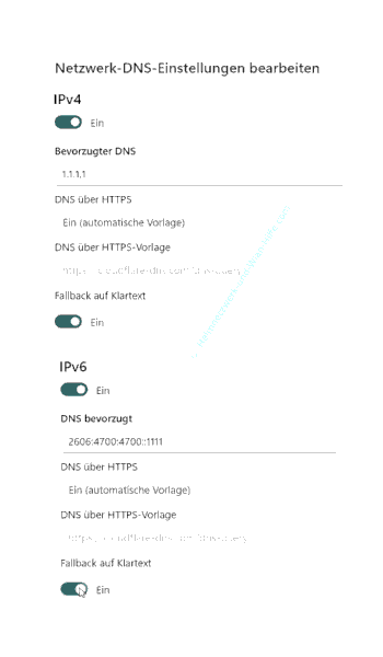 Manuelle DNS-Einstellungen für IP4 und IP6 konfigurieren