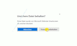 Windows 10 Tutorial - Den Schutz vor unerwünschten Anwendungen ( PUA - Potentially Unwanted Applications) aktivieren! - Meldung des Mirosoft Defender Smartscreen beim Erkennen der Malware Testdatei 