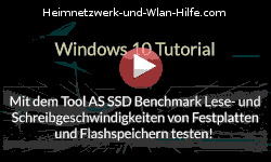 Mit dem Tool AS SSD Benchmark Lese- und Schreibgeschwindigkeiten von Festplatten und Flashspeichern testen! - Youtube Video Windows 10 Tutorial