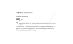 Windows 10 Tutorial - Farbfilter für ein augenschonenderes Arbeiten am Computer nutzen! - Mit dem Aktivieren der Farbfilter wird die Standardoption Graufilter eingestellt 