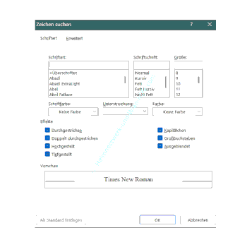 Nach Formaten oder Schriftarten im Dokument suchen