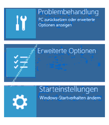 Navigation zum Aufruf der Starteinstellungen im Windows Reparatursystem