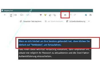 Die neue Funktion Textaktionen im Snipping-Tool, mit der Text aus Bilder extrahiert werden kann