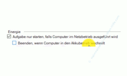 Windows 10 Tutorial - Eine automatische Sicherung der kompletten Registrierungsdatenbank konfigurieren! - Die Option Aufgabe nur starten, falls Computer im Netzbetrieb ausgeführt wird und Beenden, wenn Computer in den Akkubetrieb wechselt 