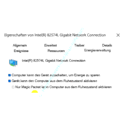 Netzwerkadapter Einstellungsoption - Nur Magic-Pakete können den Computer aus dem Ruhezustand aktivieren