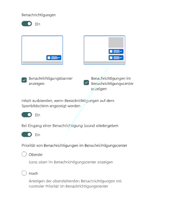 Optionen zum detaillierteren Konfigurieren von Benachrichtigungen einer App oder Anwendung