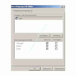 Netzwerk-Tutorial: Einen Windows Ordner freigeben und Ordnerzugriff erlauben! Konfigurationsfenster Konfigurationsdialog Ordnerfreigabe Berechtigungen Vollzugriff