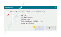 Windows 10 Tutorial - Dateien sicher und nicht wiederherstellbar mit Windows-Tool löschen - Papierkorb Warnhinweis – Möchten Sie diese Datei wirklich unwiderruflich löschen