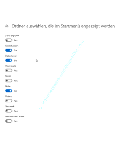 Windows Ordner Tutorial: Bereich Personalisierung, Menüpunkt Start – Ordner auswählen, die im Startmenü angezeigt werden 