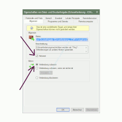 Ping-Anfragen in der Windows Firewall zulassen - Das Konfigurationsfenster der eingehenden Regel Datei- und Druckerfreigabe Echoanforderung icmpv4