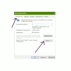 Mit Ping und Ipconfig Ursachen für Probleme im Netzwerk finden – Das Register Computername im Fenster Systemeigenschaften