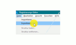 Windows 10 Tutorial - Eine automatische Sicherung der kompletten Registrierungsdatenbank konfigurieren! - Registrierungs-Editor Befehl Exportieren zum Sichern der Registrierungsdatenbank 