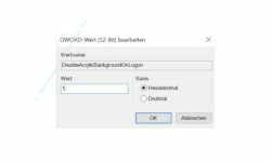 Windows 10 Tutorial - Das verschwommene Hintergrundbild am Anmeldebildschirm von Windows 10 deaktivieren, um wieder das klare Hintergrundbild anzuzeigen! - Registry Dword-Wert DisableAcrylicBackgroundOnLogon auf den Wert 1 ändern 