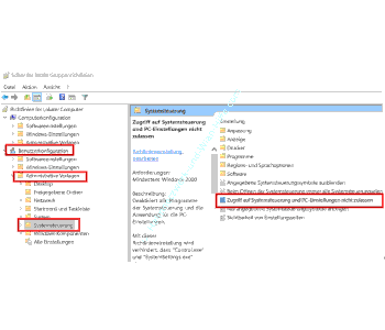 Die Gruppenrichtlinie – Zugriff auf Systemsteuerung und PC-Einstellungen nicht zulassen - aufrufen