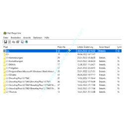 Windows 10 - Shell Bags View  Tutorial: Oberfläche von Shell Bags View mit der Auflistung von Ordnern und den vergebenen Ordneransichten