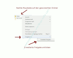 Heimnetzwerk Tutorial: Sichere Windows-Freigaben verwenden - Windows 7 Ordner Kontextmenü - Erweiterte Freigabe eines Ordners