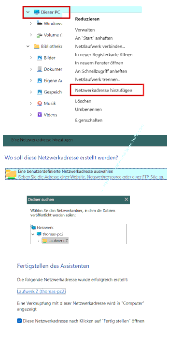 So fügst du eine Netzwerkadresse / Freigabe auf anderen PC hinzu